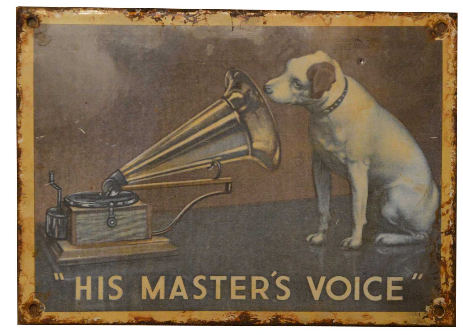 His Master's Voice enamel advertising sign,