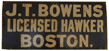 J.T. Bowens enamel advertising sign,