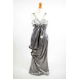 A Christian Dior grey silk evening dress