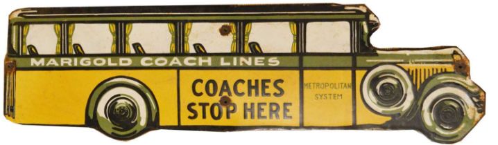 Marigold Coach Lines enamel advertising sign,