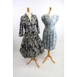 Two 1950s printed cotton day dresses