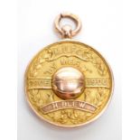 Manchester United 1905/06 15ct yellow gold medal, presented to Horace Blew,