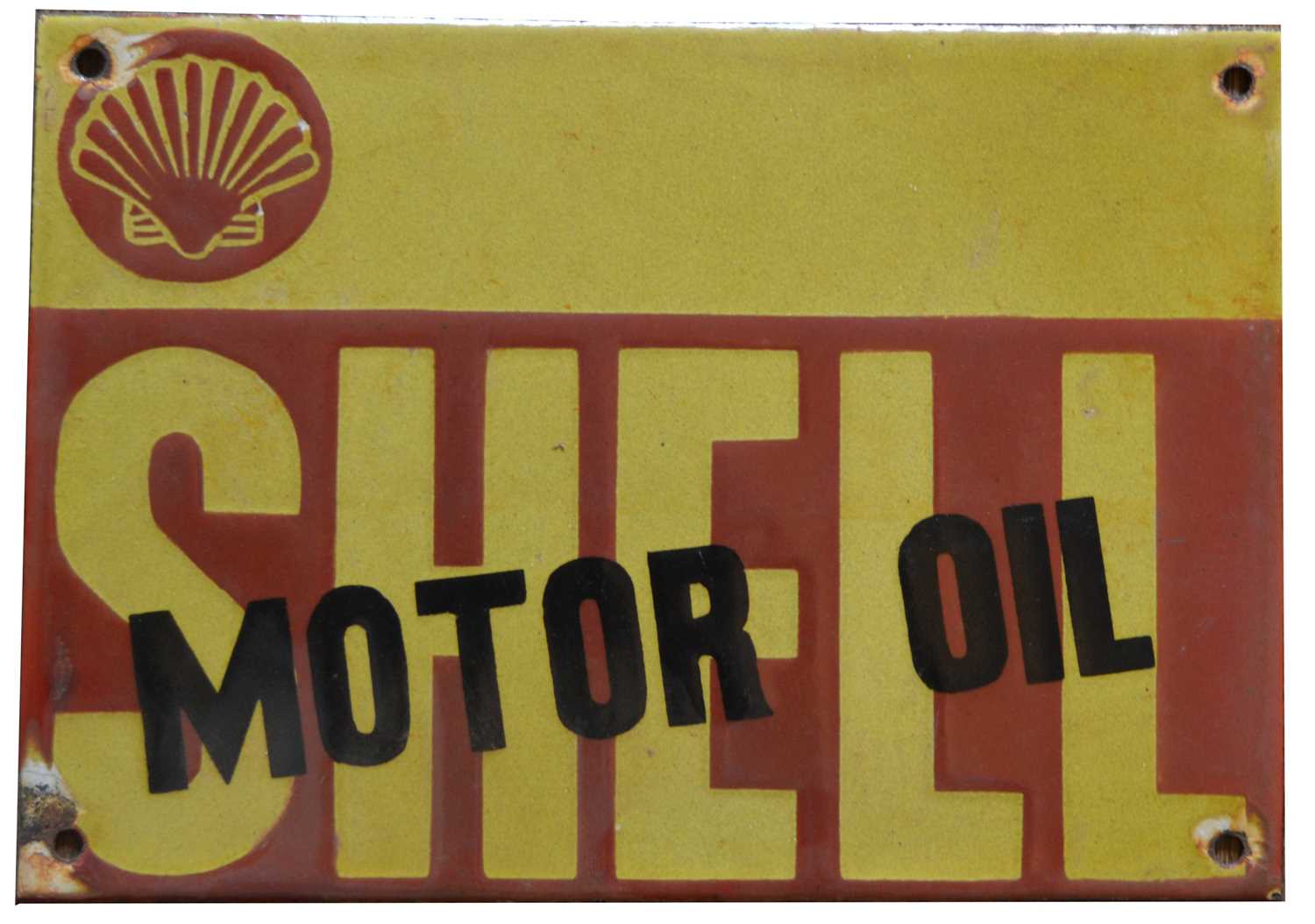 Shell Motor Oil enamel advertising sign,