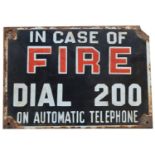 In Case of Fire enamel advertising sign,