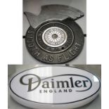 Daimler & Lanchester Owner's replica display sign; and a Daimler light-up advertising sign.
