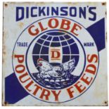 Dickinson's Globe Poultry Feeds enamel advertising sign,