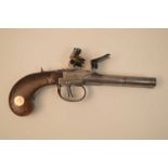 An early 19th Century flintlock double barrel pistol,