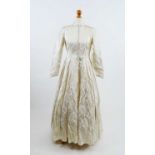 1950s damask satin wedding gown