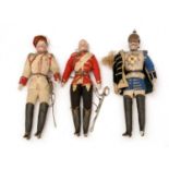 Three late 19th/early 20th Century bisque-headed military dolls
