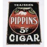 Traiser's Pippins Cigar enamel advertising sign,