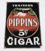 Traiser's Pippins Cigar enamel advertising sign,