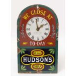 Hudson's Soap clock faced enamel sign