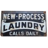 New-Process Laundry enamel advertising sign,