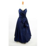 1950s blue taffeta evening dress