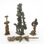 Four Edan staff finials, Yoruba,