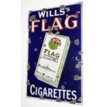 Will's Flag Cigarettes enamel advertising sign,