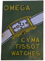 Omega enamel advertising sign,