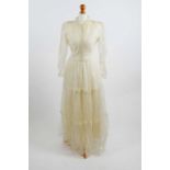 1940s tambour lace and tulle wedding dress