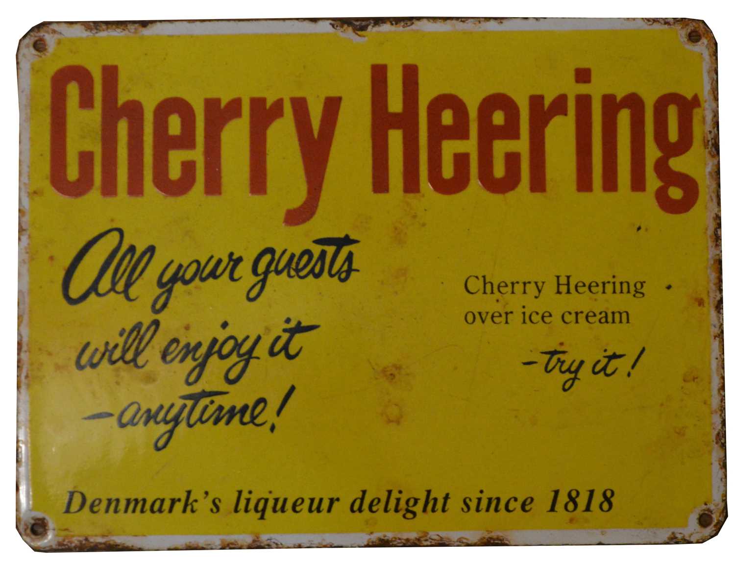 Cherry Heering enamel advertising sign,