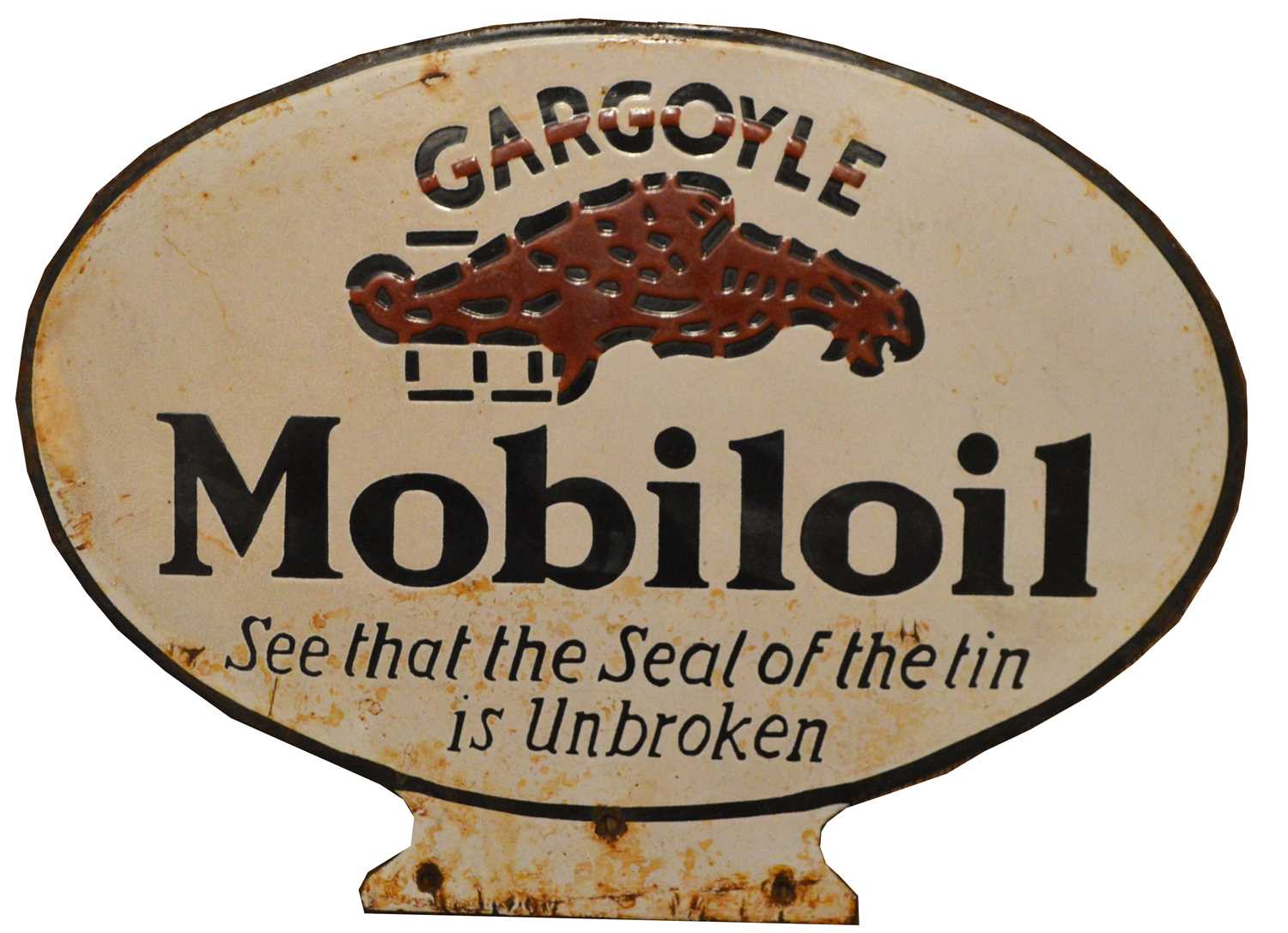 Mobiloil enamel advertising sign,