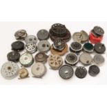 A selection of fishing reels; spools and other items, various.