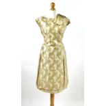 1950s two-piece gold brocade wiggle skirt and over-dress