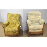 Ercol: two elm 'Renaissance' style Golden Dawn armchairs