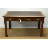 A fiddle back mahogany writing desk in the Arts & Crafts taste