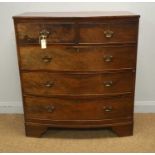 A late Georgian mahogany bowfront chest