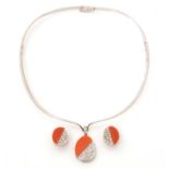 Asprey & Co Ltd: a coral, diamond and 18ct white gold necklace and earrings,