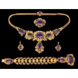 A 19th Century amethyst and 18ct yellow gold parure,