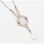 An Edwardian moonstone, sapphire and diamond necklace,