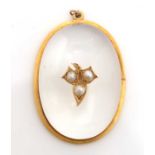 A Victorian rock crystal and pearl pendant,