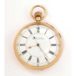 A Victorian 18ct yellow gold cased open faced pocket watch,
