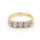 A Victorian five stone diamond ring,