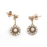 A pair of Victorian diamond cluster drop earrings,