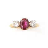 A ruby and diamond ring,