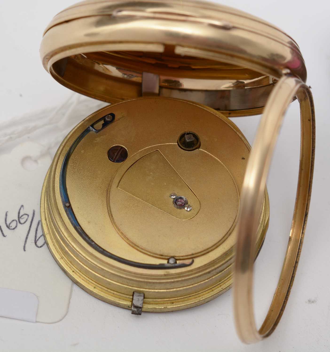 An 18ct yellow gold cased open faced pocket watch, - Bild 5 aus 5