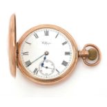 Waltham, U.S.A.: a 9ct yellow gold cased half hunter pocket watch,