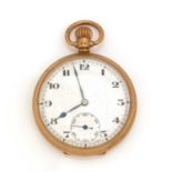 A 9ct yellow gold cased open faced pocket watch,