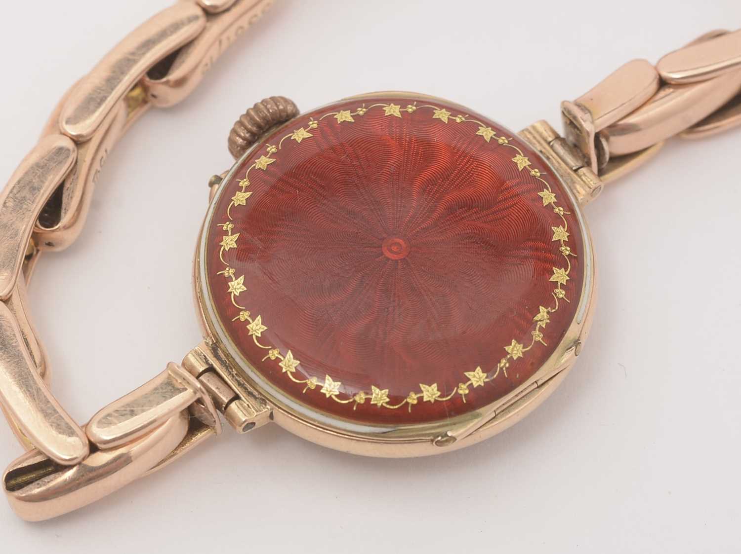 An Edwardian 15ct yellow gold and enamel cased cocktail watch, - Bild 5 aus 7