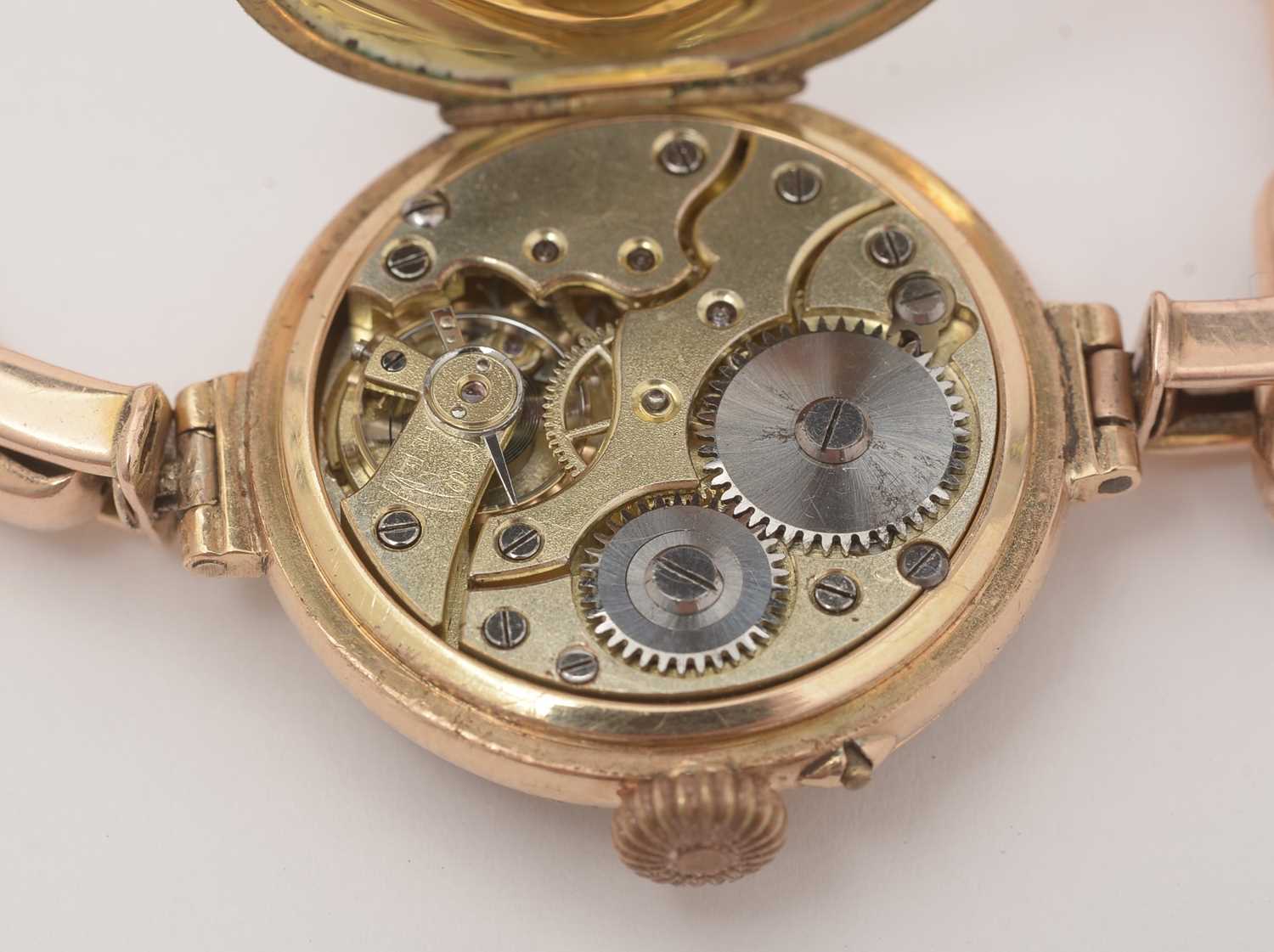 An Edwardian 15ct yellow gold and enamel cased cocktail watch, - Bild 3 aus 7