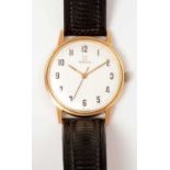 Omega: a gilt steel cased wristwatch,