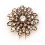 A Victorian diamond flowerhead brooch