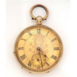 A 14ct yellow gold cased open faced fob watch,