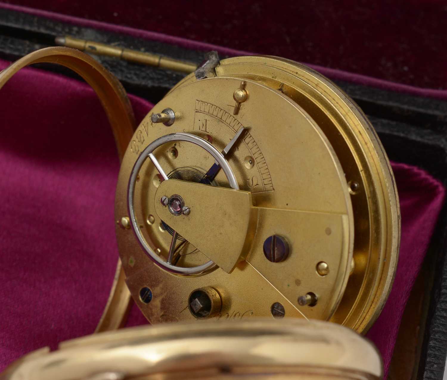 An 18ct yellow gold cased open faced pocket watch, - Bild 3 aus 5