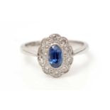 A sapphire and diamond cluster ring,