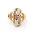 An opal and diamond ring,
