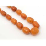 A single row amber bead necklace,