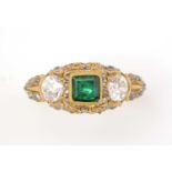 A fine early 19th Century emerald and diamond ring,